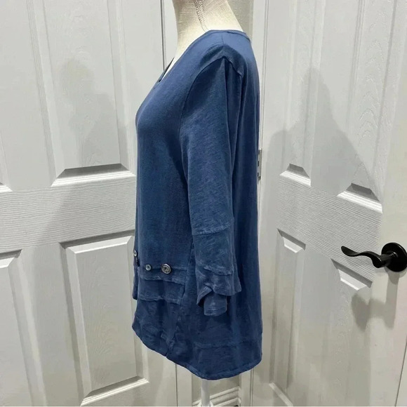 Erin London Blue Ruffle and button detailing popover long sleeve shirt - Picture 5 of 9